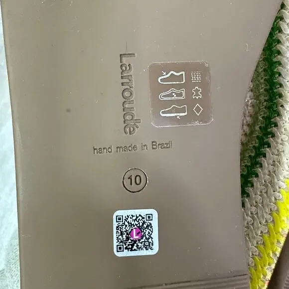 Larroude Alex Flatform Mule In Rainbow Raffia Size 10 stripes - Picture 7 of 7